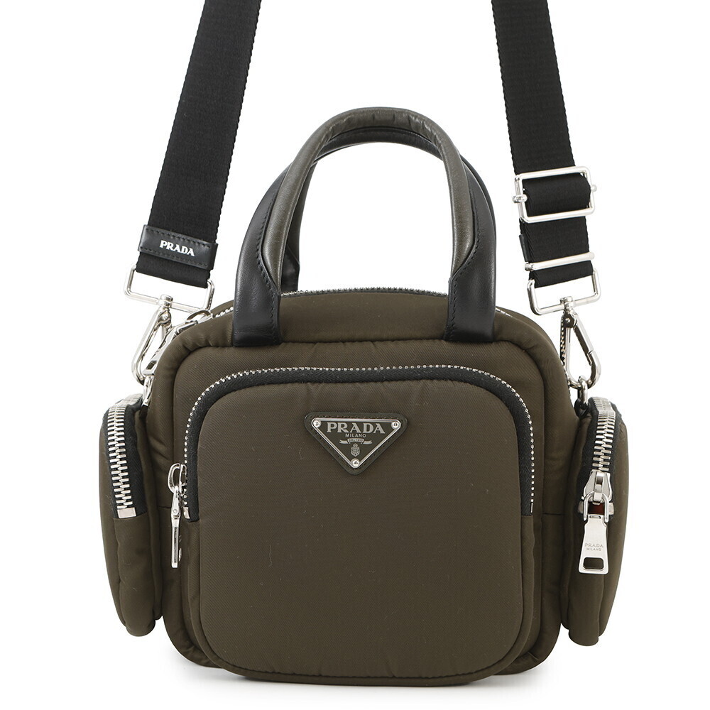 Prada handbag multi pocket leather bag